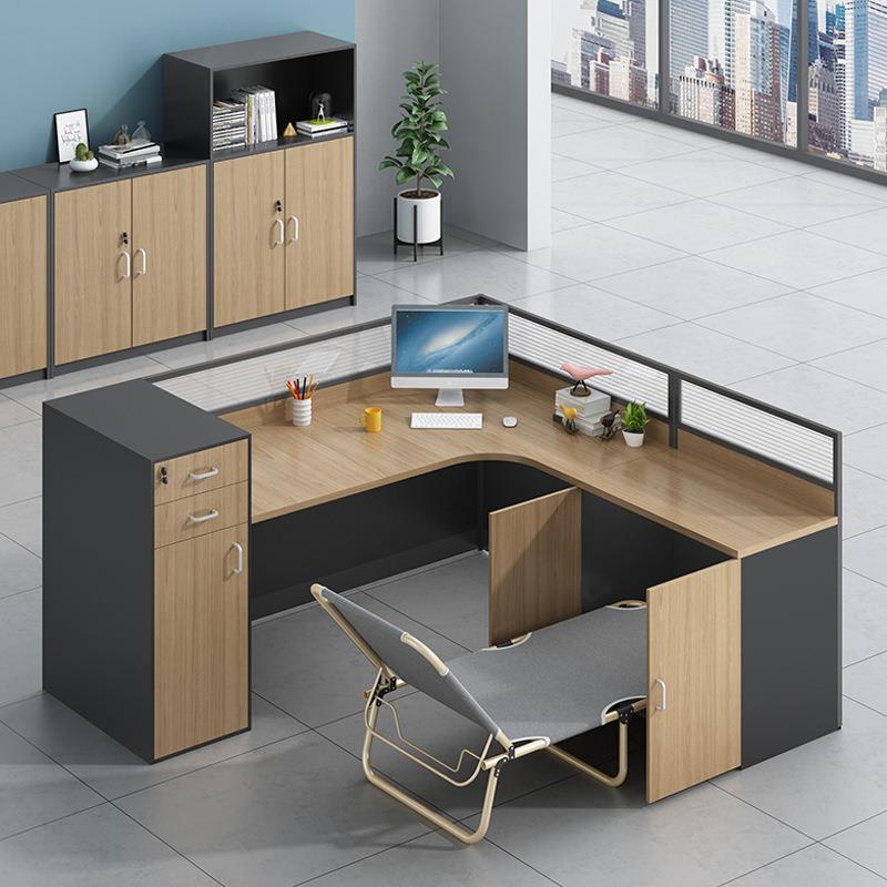 公司职员桌加大办公桌工位办公室带休息床办公桌屏风卡位L型卡座