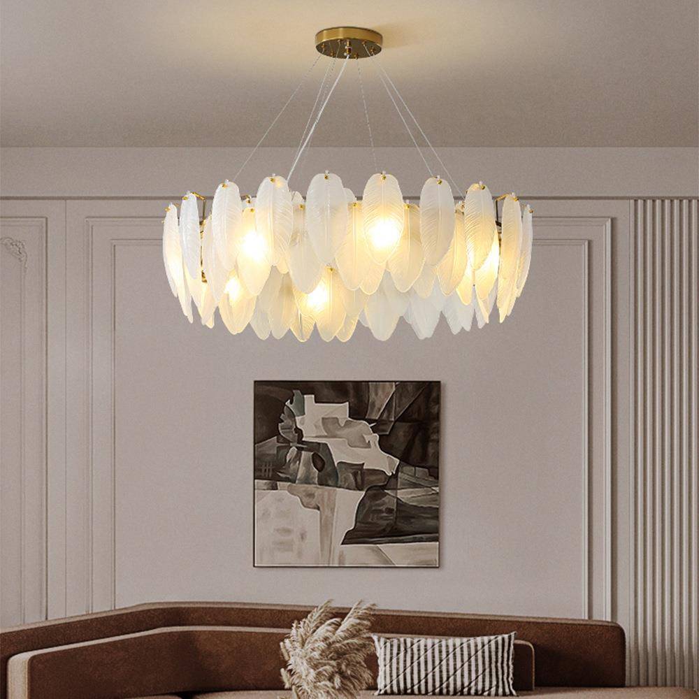 羽毛客厅吊灯法式轻奢意式现代简约新款设计师玻璃主卧室餐厅灯具