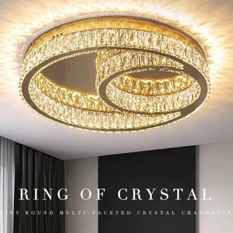 轻奢水晶吸顶灯客厅灯2023新款现代简约高档别墅大气餐厅卧室灯具