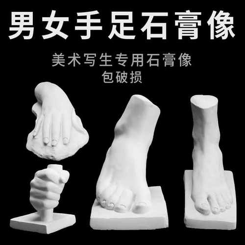 石膏像男手女手脚石膏人头像美术用品石膏教具雕塑摆件写生素描静
