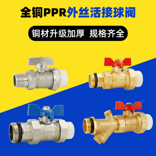 全铜PPR外丝双活接球阀水管热熔管4分25管阀门32管分水器20管6分