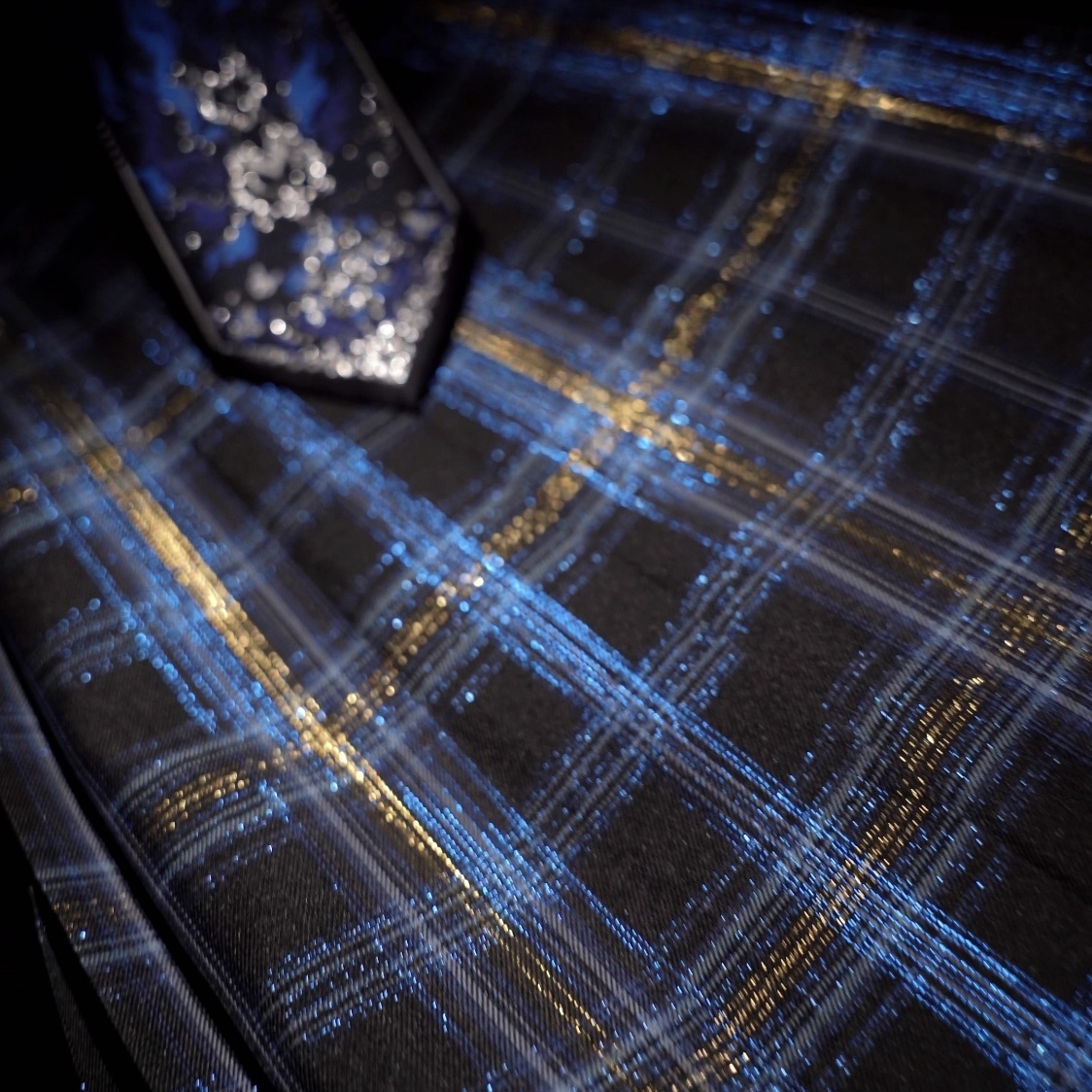 【花神2号】正版格裙jk氛围感百褶裙深蓝格爆闪半身裙高腰百搭款