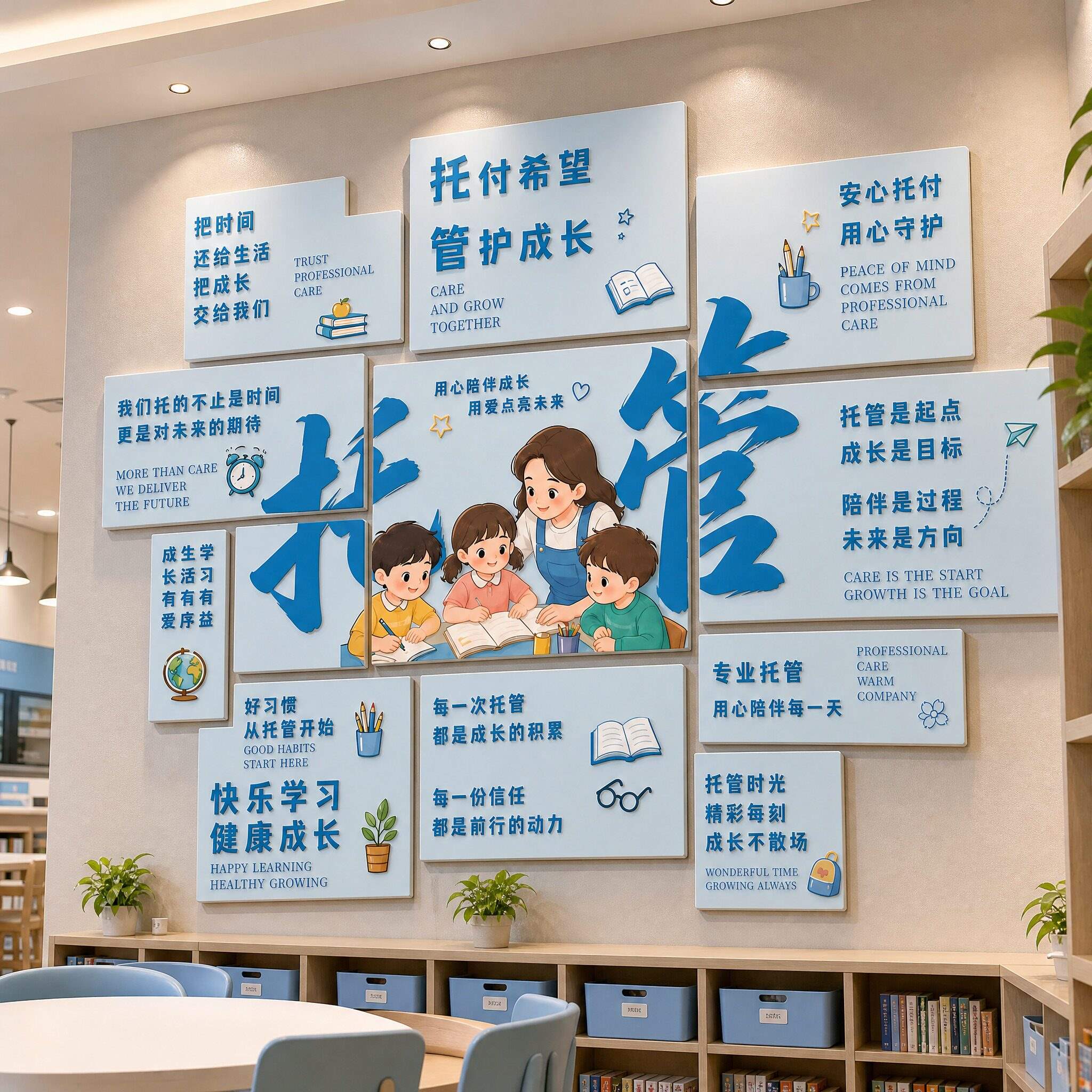 托管班课后辅导教育墙贴教室班级布置午托贴画标语文化墙装饰贴纸