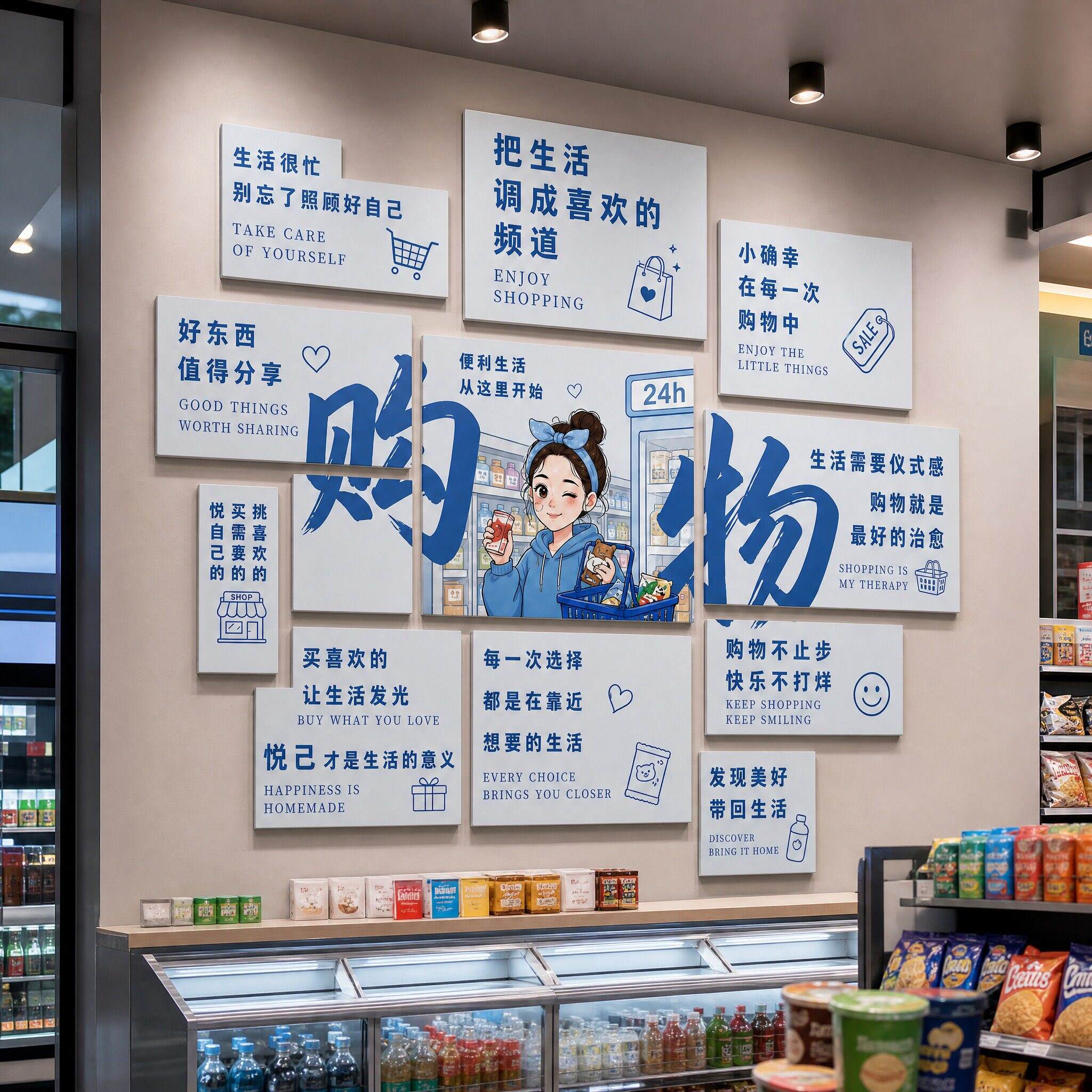 网红购物中心装饰墙面商场超市零售氛围布置创意背景墙贴打卡贴画