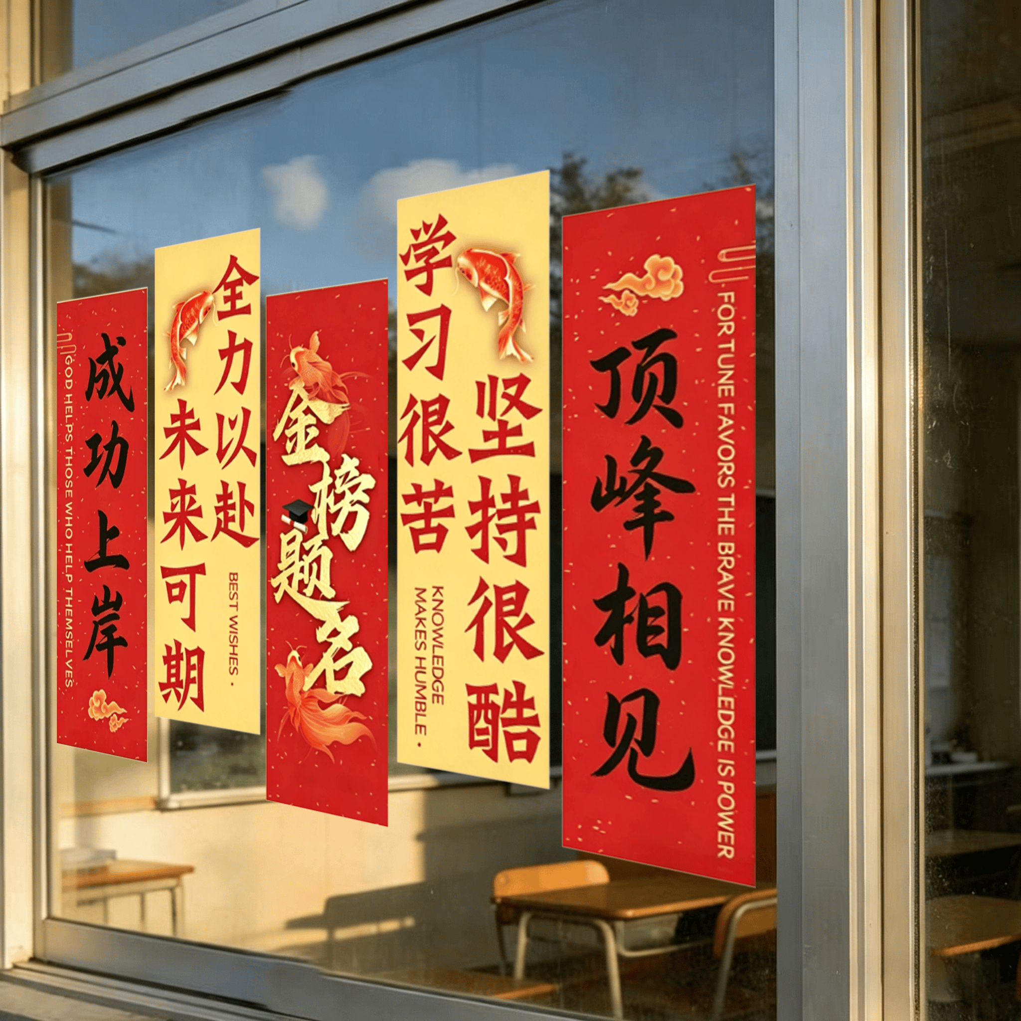 金榜题名静电贴窗花学生书房教室布置贴纸中高考励志装饰考试标语
