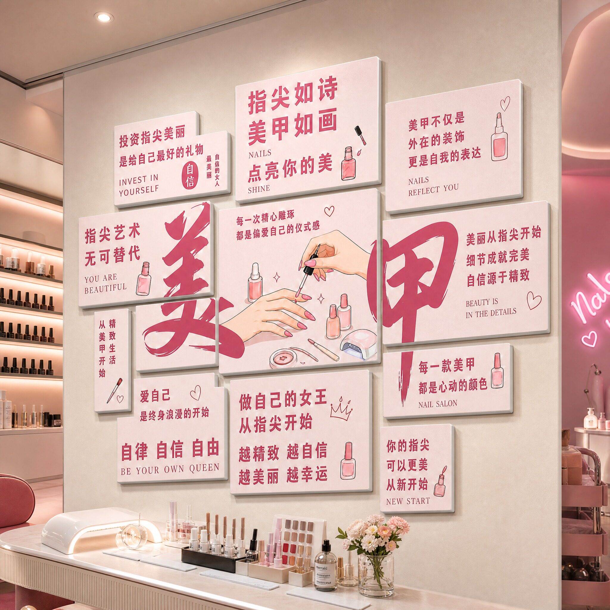 创意美甲店装饰墙面美甲美睫美容纹绣氛围布置背景墙贴网红贴画