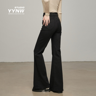 高腰微喇叭牛仔裤女秋季2025新款加绒加厚美式复古宽松显瘦拖地裤
