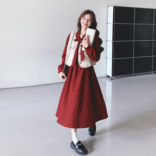 小香风马甲红色洋装套装女2026春秋新款氛围感绝美半身裙两件套