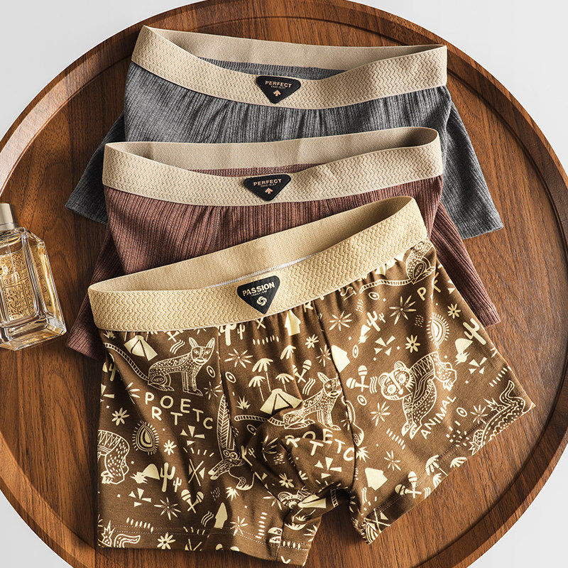 男士内裤纯棉男生2025新款舒适透气吸汗抗菌青年平角四角短裤夏季