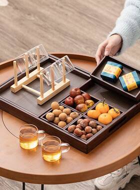 茶点果盘用客厅茶几干果煮盘分盘格糖果零食盘围23JS0112炉茶家托