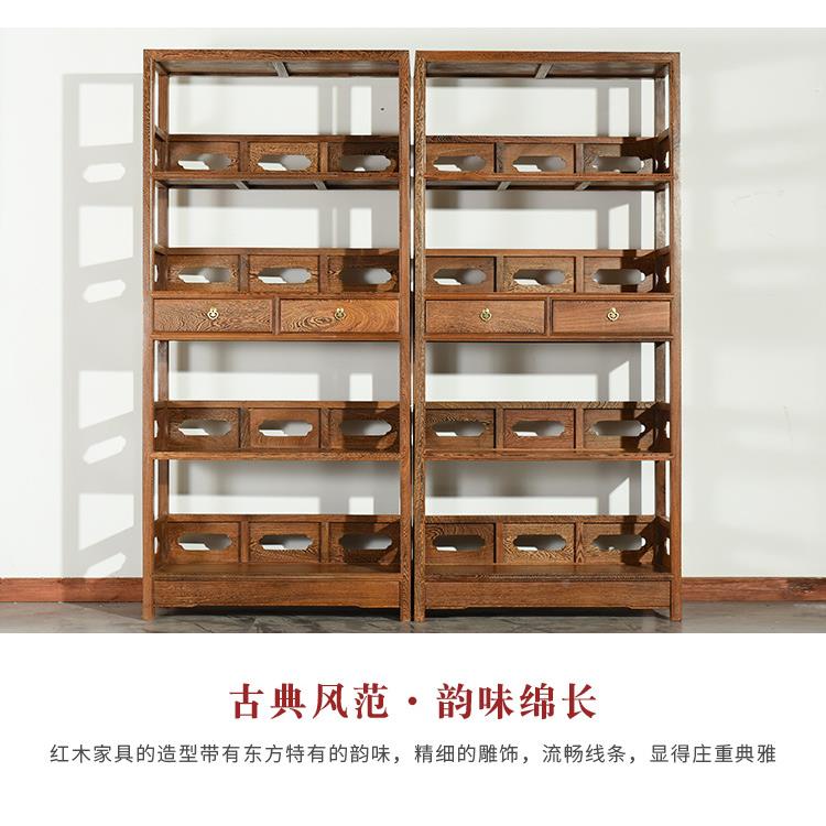 红木家具鸡翅木pyg-sj-1木书架古典博古书书橱新中式古茶叶仿架柜
