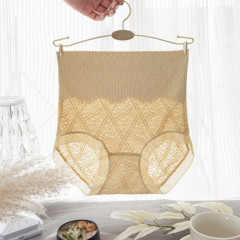 蕾丝高腰收腹内裤女纯棉裆小肚子显瘦蜜桃臀三角裤无痕舒适透气