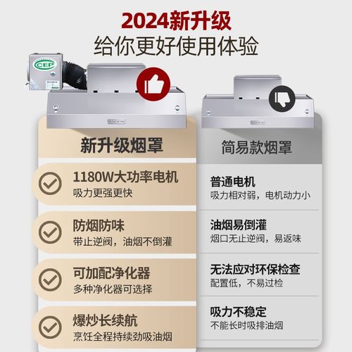 商用抽油烟机不锈钢大吸力农村柴火土灶吸油机小型饭店厨房排烟罩