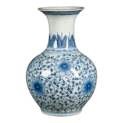 景德镇陶瓷青花瓷花瓶摆件中式仿古客厅桌面书房插花大号装饰摆件
