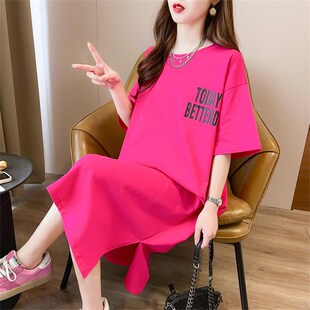 纯棉睡衣孕妇连衣裙宽松大码短袖长款过膝显瘦t恤懒人睡裙家居服