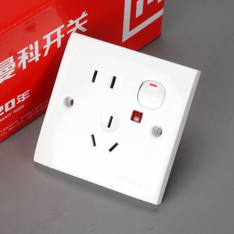 曼科开关插座J30多孔家用二三插五孔插座面板墙壁86型暗装带开关