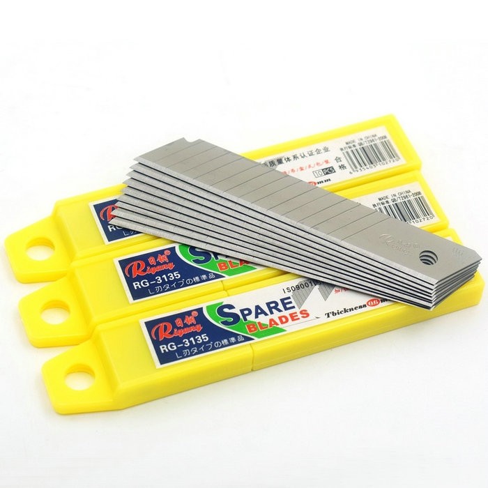 【100片】日钢3135美工刀片大号18mm加厚0.6壁纸裁纸美缝刀片14节