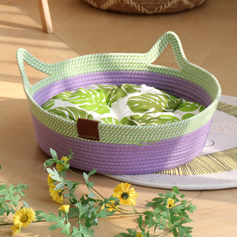 新款冬季猫耳编织猫窝四季通用大猫咪猫产房睡觉保暖宠物窝可水洗