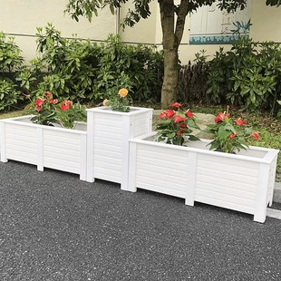 塑木花箱白色户外种植箱长方形种菜盆防腐木隔断花槽创意花盆可爱