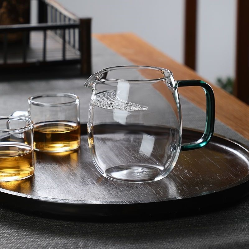 防爆玻璃公道杯茶漏一体月牙公杯加厚耐热分茶器功夫茶具倒茶壶