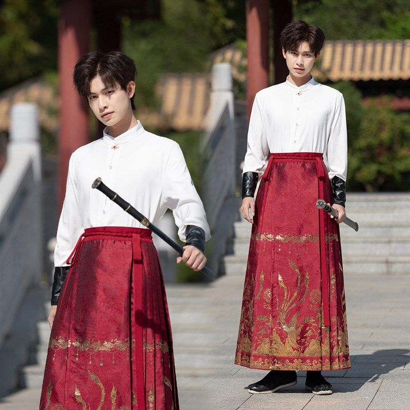 春夏中国风道袍明制日常2024龙年汉服男织金马面裙新中式立领套装,男装,汉服,淘宝优惠券,粉丝福利购,淘宝优惠卷