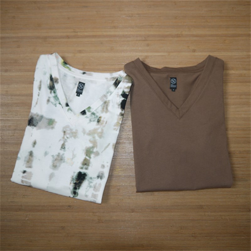 纯棉短袖T恤衫V领修身夏季女款上衣针织弹力全棉薄款中国风花色