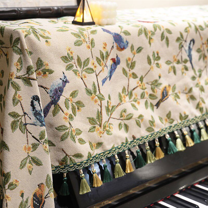 法式钢琴罩新中古风盖巾蕾丝提花防尘罩半罩全罩钢琴装饰保护罩