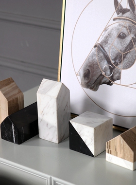 定制实心大理石雕塑台底座摆件摆台客厅茶几书柜展示台几何六面体