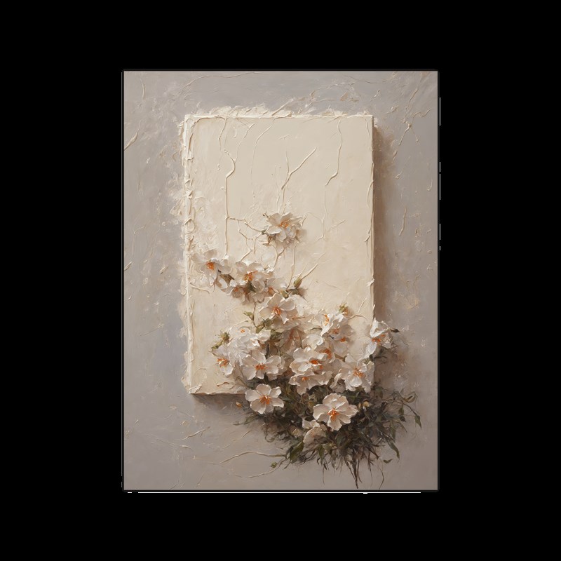 奶油风客厅装饰画高级感花卉艺术沙发背景墙落地挂画入户玄关壁画