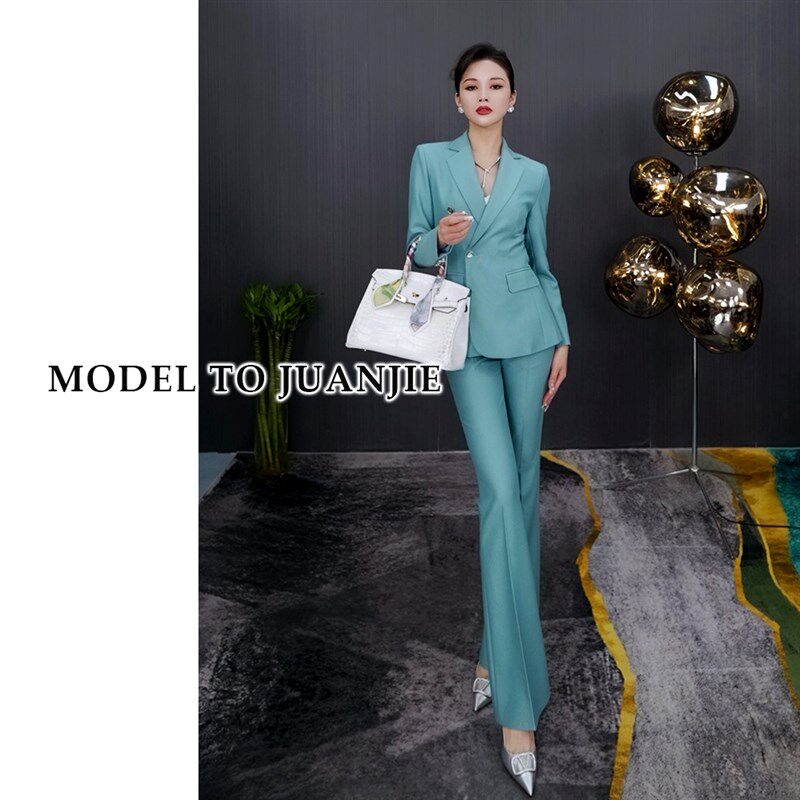 秋季新品高定气质手工轻奢时尚职业女神范显瘦西装微喇裤套装899