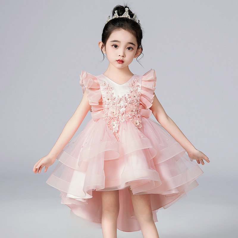 生日礼服公主裙走秀白婚纱裙女中大童燕尾裙小学生六一节日表演服