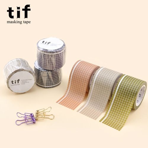 tif 和纸胶带 可书写 MASK 宽格子 整卷10m 手撕贴纸彩色功能手帐