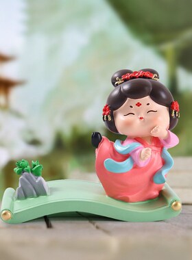 国潮古风江山如画手机支架办公桌面装饰品古风女孩解压神器小礼物