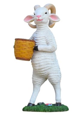 园林景观小品玻璃钢卡通绵羊花缸摆件花园庭院草坪动物花盆装饰品