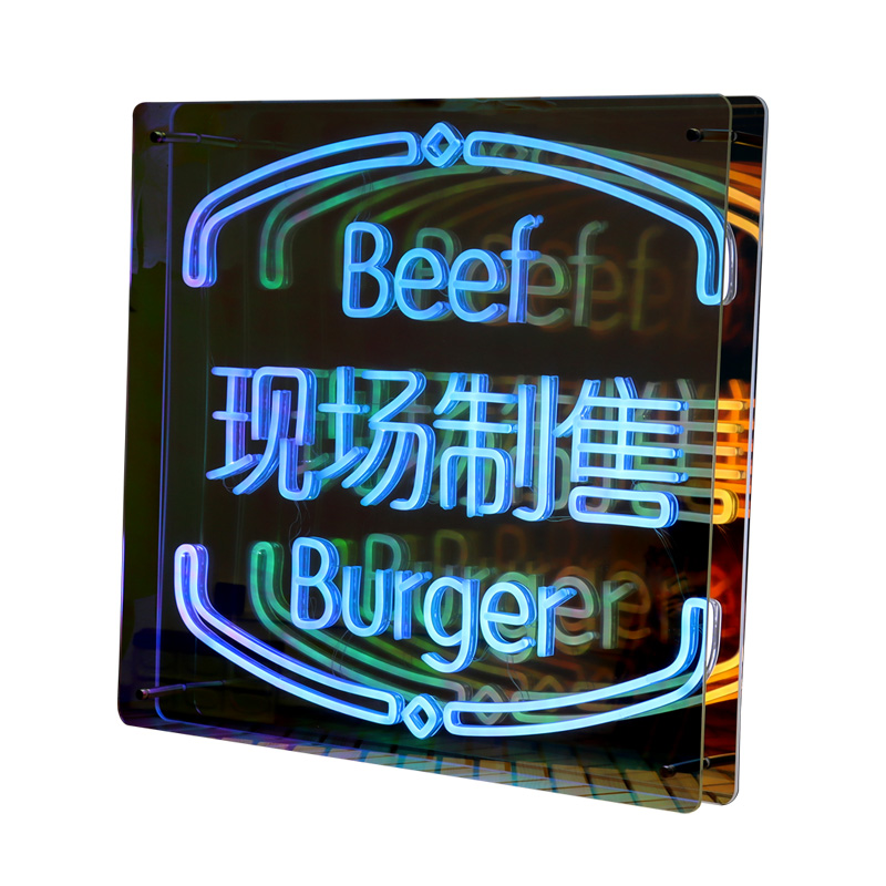 千层镜深渊镜灯箱广告牌 霓虹灯发光字装饰 网红打卡背景墙定制