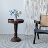 侘寂风原木小茶几复古实木沙发边几做旧床边桌高级感装 饰艺术摆件