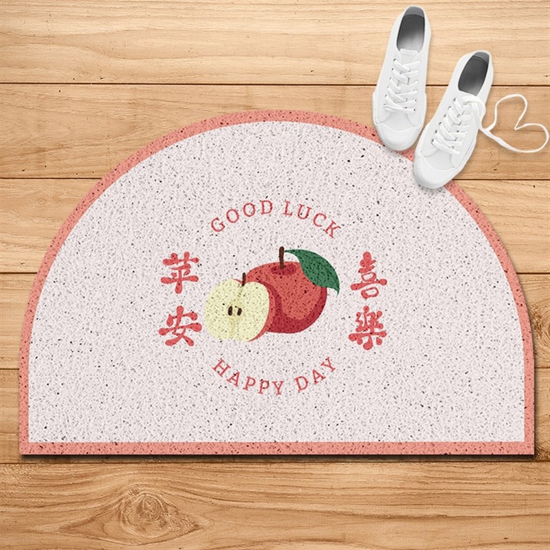 简约复古水果 半圆形入户门口丝圈地垫蹭土脚垫进门家用门垫门厅