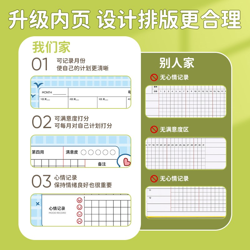 自律打卡本计划表习惯养成时间管理月周规划每日计划本小学生儿童