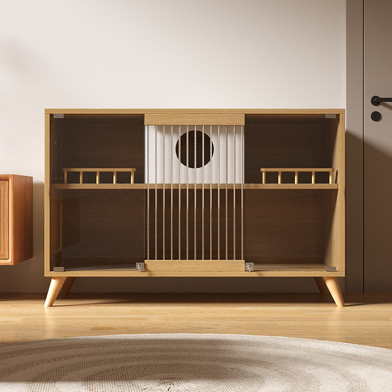 猫柜防水实木猫屋封闭式室内生态毛别墅人宠共用电视柜双层猫笼