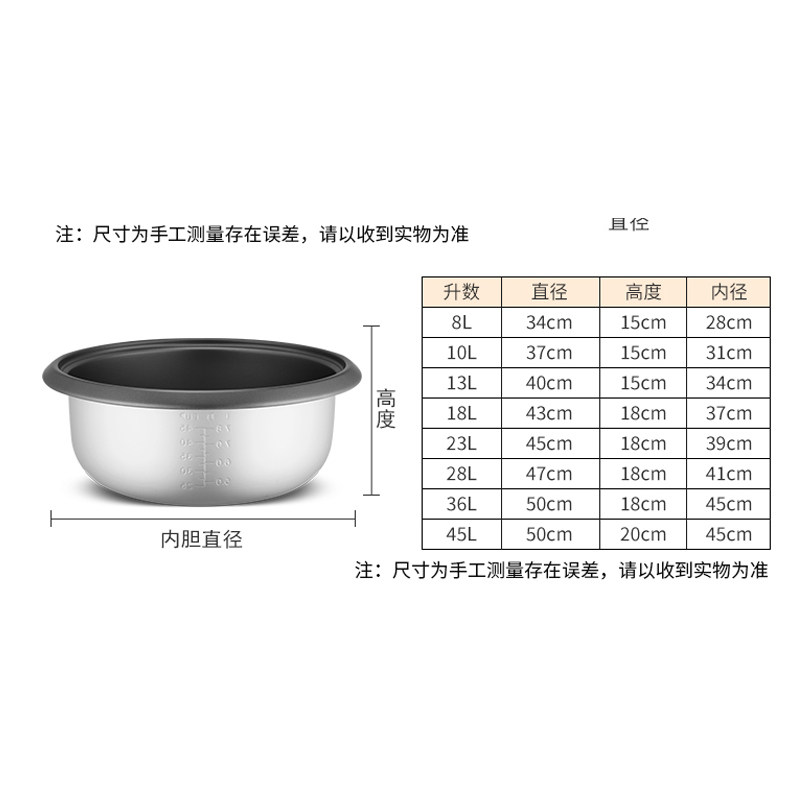 商用大容量电饭锅内胆不粘锅8-10-13-18-23-28-36-45L