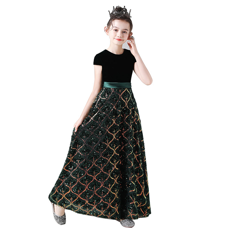 女童高端礼服女孩钢琴演出服音乐会学生主持表演服乐团指挥晚礼服