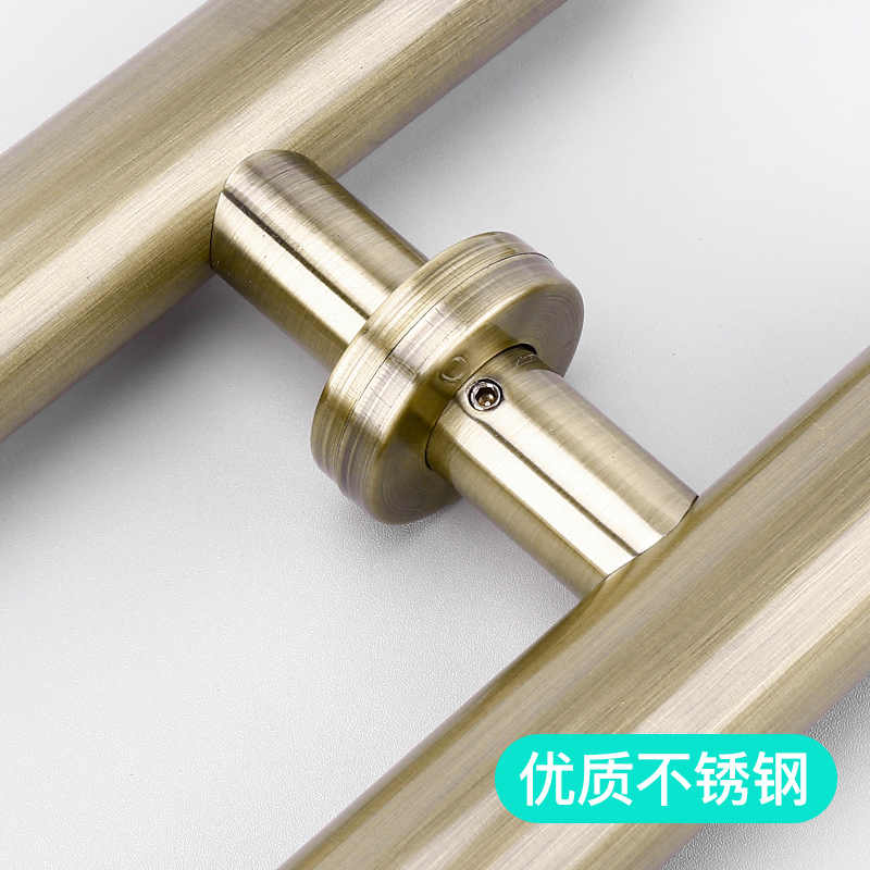 加厚不锈钢玻璃门拉手玫瑰金钛金把手亮光黑钛金圆管大付手对装