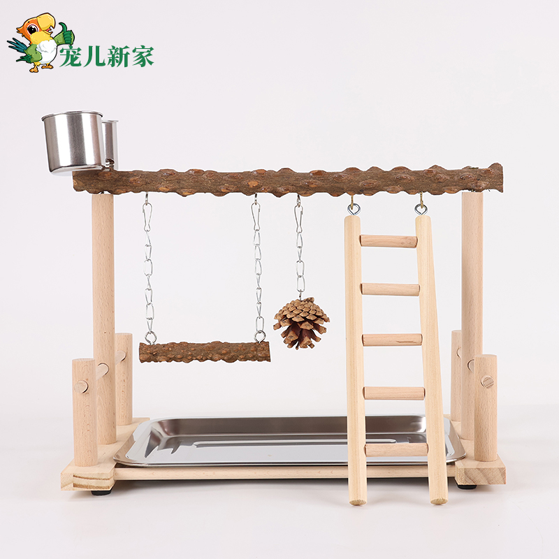 花椒木鹦鹉站架站杆虎皮玄凤鹦鹉秋千攀爬梯原木鹦鹉鸟玩具云梯子