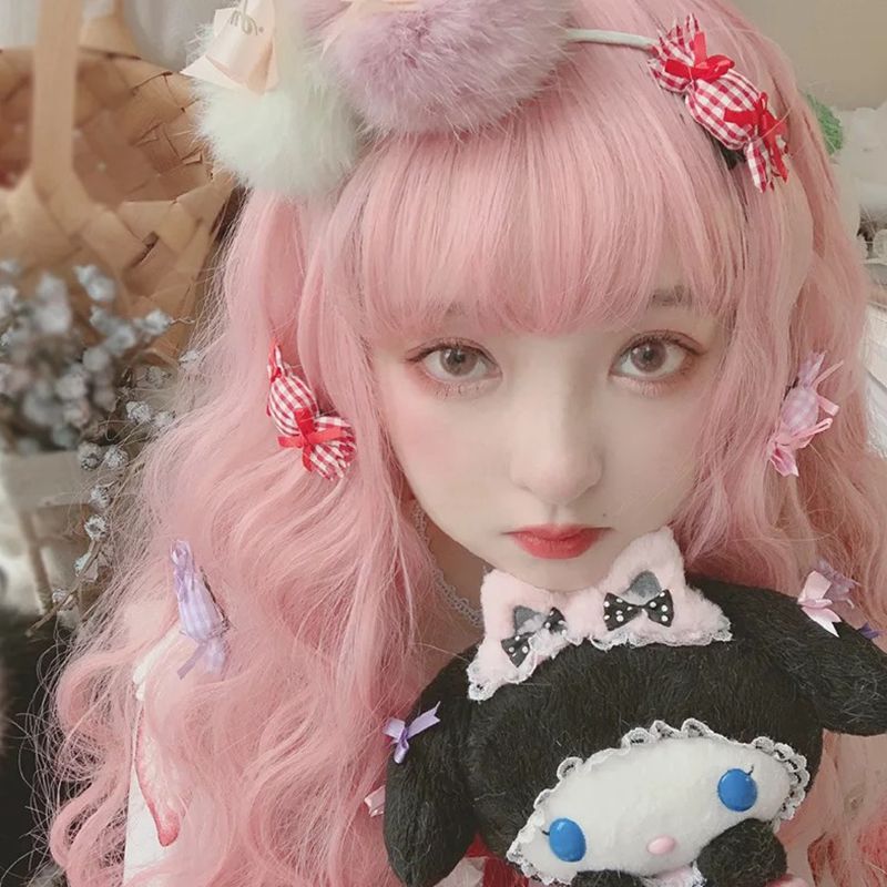 原宿软妹lolita假发女长发甜美可爱空气刘海长卷发型街拍彩色假毛