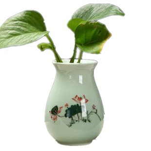 青瓷绿萝水培花瓶笔筒宽口花瓶桌面插花陶瓷小号水养植物花器摆件