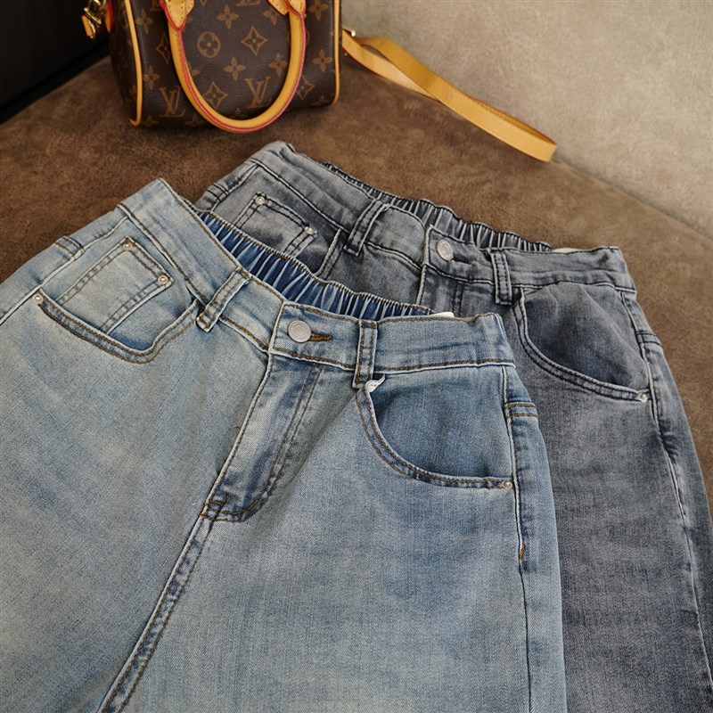 夏季薄款 大码高腰百搭阔腿牛仔裤100-200斤胖妹妹时尚显瘦直筒裤