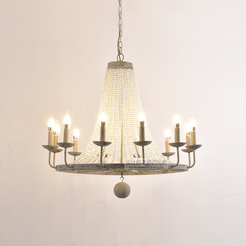 美式乡村吊灯客厅餐厅灯法式风格民宿灯具欧式复古旧白卧室水晶灯