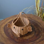 礼品篮收纳篮插花篮子 塑料藤编手提花篮 田园花篮摆件 动物花器