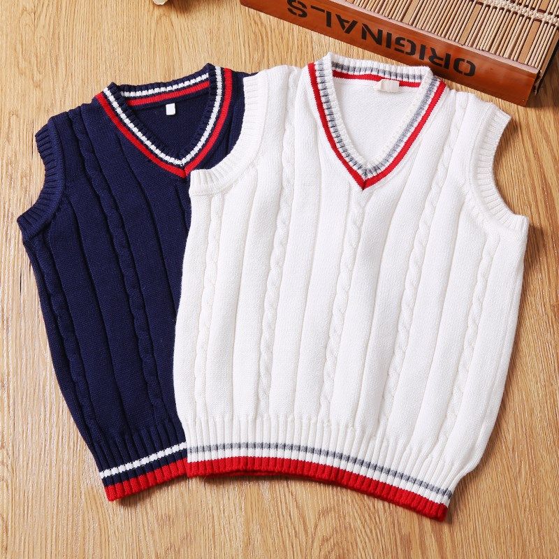 儿童针织背心学生保暖秋冬新款中大童女童宝宝毛线衣男童毛衣马甲