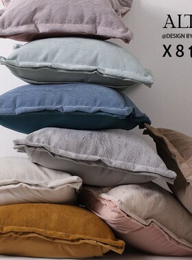 高端沙发抱枕套客厅轻奢高级感方形紫色靠背垫不含芯卧室床上靠枕